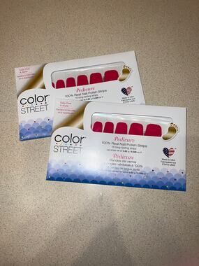 Color Street Pedicure Sets in Fuchsia (Seoul Sister) TWO SETS!!